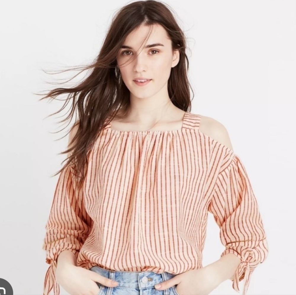 Madewell Stripe cold shoulder top New Without Tags
